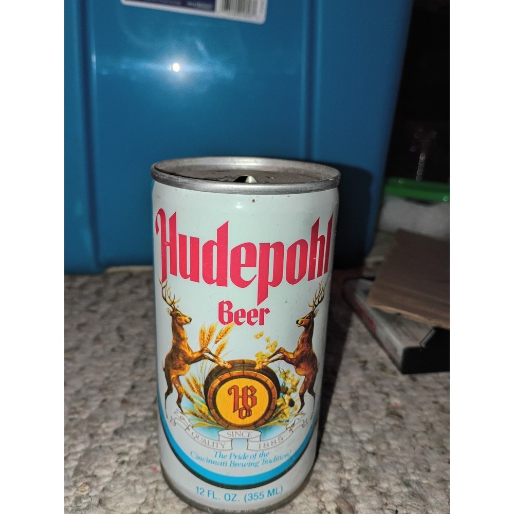 HUDEPOHL LABEL BEER 12 OZ STEEL CAN EMPTY Pull Tab Ohio